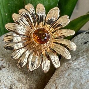 14 karat gold and citrine sunflower earrings